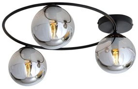 Φωτιστικό Οροφής 3xE14 Ατσάλι-Γυαλί Μαύρο SOPRA Made in Poland Emibig-1256/3-Ανθρακί 1256/3