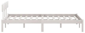 Πλαίσιο Κρεβατιού Λευκό 135 x 190 εκ. Μασίφ Πεύκο Double - Λευκό