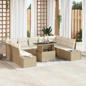 vidaXL Σετ Καναπέ Κήπου 10 pcs μπεζ και κρεμ 100 x 55 x 73 εκ.