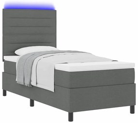 vidaXL Κρεβάτι με ελατήρια με στρώμα Σκούρο γκρι 90 x 200 cm ύφασμα