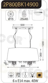 Φωτιστικό Οροφής Πολύφωτο Aca Alice 2P800BK Black
