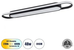 Φωτιστικό Οροφής LED CCT 48W 5760lm IGOR Globostar 61218 Μαύρο