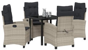 vidaXL Σέτ φαγητού για κήπο 5 pcs Ανοιχτό γκρι συνθετικό ρατάν