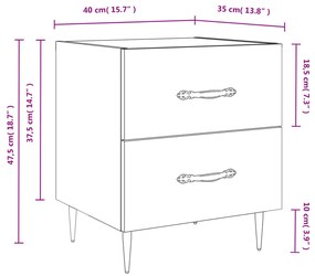 Κομοδίνο Γκρι Sonoma 40 x 35 x 47,5 εκ. από Επεξεργασμένο Ξύλο - Γκρι