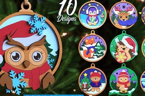 Σετ των 2 Intra απο ξύλο plywood Χρώμα wenge 3mm-4mm πάχος - Πακέτο παιχνιδιών Χριστουγεννιάτικου Δέντρου | Αργία Δίασταση 15x15 cm INTRAFABR-104158664