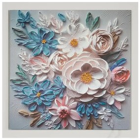 Πίνακας Καμβάς Λουλούδια Λευκό-μπλε 80x80x2.5cm 755-12121 Estheti-755-12121-Λευκό 755-12121