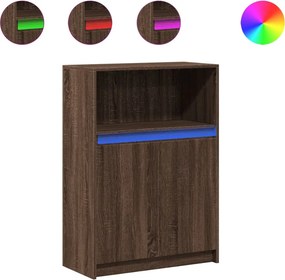 vidaXL Ντουλάπι με Φώτα LED Καφέ Δρυς 72x34x100 εκ. Επεξεργασμένο Ξύλο