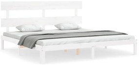 vidaXL Σκελετός Κρεβ. Χωρίς Στρώμα Λευκό 200x200 εκ Μασίφ Πεύκο