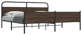 Σκελετός Κρεβ. Χωρίς Στρώμα Καφέ Δρυς 180x200 εκ. Μεταλλικό