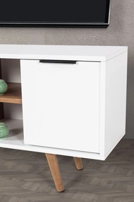 Έπιπλο Τηλεόρασης Λευκό / Καρυδί PORA 130x35x18