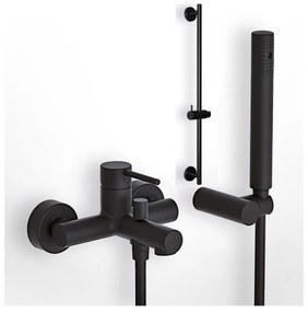 Eurorama Tonda Black Matt 145210-400 Μπαταρία Λουτρού Με Tηλέφωνο, Eπίτοιχο Στήριγμα Tηλεφώνου &amp; PVC Σπιράλ+SINTESI βέργα