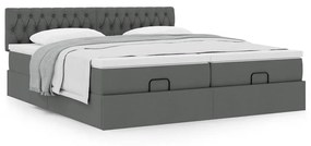 Οθωμανικό κρεβάτι με στρώματα Σκούρο γκρι 180x200cm ύφασμα