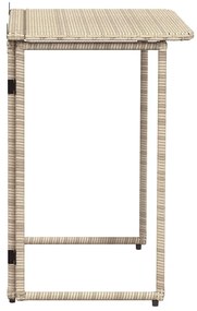 vidaXL Πτυσσόμενο τραπέζι κήπου Μπεζ 90x51x75 cm Poly Rattan