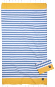 Πετσέτα Θαλάσσης-Παρεό Βαμβακερή 90x170εκ. &amp; Νεσεσέρ Essential 3826 Λευκό-Γαλάζιο-Κίτρινο Greenwich Polo Club