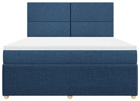 vidaXL Κρεβάτι Boxspring με Στρώμα Μπλε 180x200 εκ. Υφασμάτινο