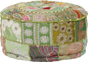 vidaXL Πουφ Patchwork Στρογγυλό Χειροποίητο Πράσινο 40x20 εκ. Βαμβάκι