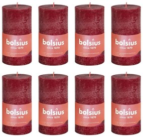 Bolsius Κεριά Κύλινδρος Ρουστίκ Shine 8 τεμ. Βελ. Κόκκινο 100 x 50 χιλ