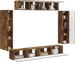 vidaXL Ντουλάπι TV 8 pcs Καπνιστό Δρύς