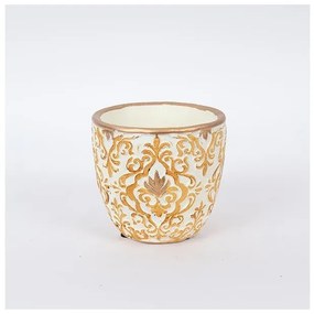 Κασπώ Τσιμεντένιο Κρεμ-Χρυσό 14x14x13cm 752-18049 Estheti-752-18049-Μπεζ 752-18049