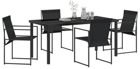 vidaXL 5 Τεμαχίων Σετ Εξωτερικής Τραπεζαρίας Μαύρο Textilene και Χάλυβα