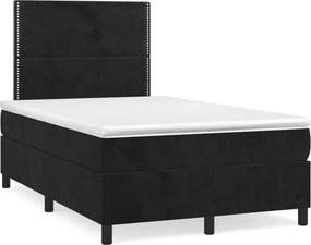 vidaXL Κρεβάτι Boxspring με Στρώμα Μαύρο 120 x 200 εκ. Βελούδινο