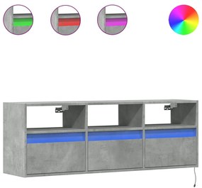 Έπιπλο Τηλεόρασης με LED Γκρι Σκυροδέματος 130x31x45 εκ. - Γκρι