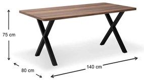 Τραπέζι Jeremy Megapap Mdf - μεταλλικό χρώμα καρυδί 140x80x75εκ.