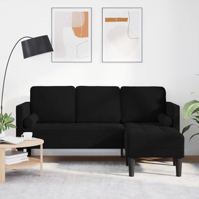 vidaXL Καναπές 3 Θέσεων με Chaise L-shaped Μαύρος 160 εκ Βελούδο