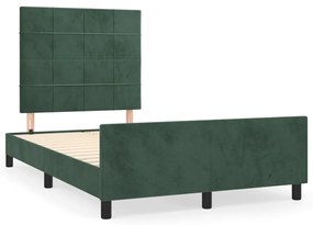 vidaXL Πλαίσιο Κρεβατιού με Κεφαλάρι Σκ. Πράσινο 120x190 εκ. Βελούδινο