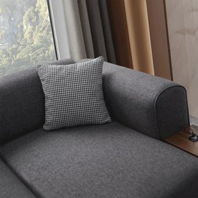Γωνιακός Καναπές με Ράφια Αποθήκευσης Ανθρακί 240x90x79 cm