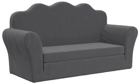 vidaXL Καναπές/Κρεβάτι Παιδικός Διθέσιος Ανθρακί Μαλακό Βελουτέ Ύφασμα
