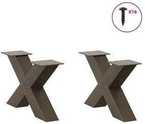 vidaXL Πόδια Τραπεζιού Σαλονιού σε Σχήμα Χ, 2 τεμ. από Φυσικό Ατσάλι 50x(30-31) εκ. Ατσάλι