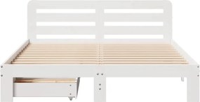 vidaXL Σκελετός Κρεβ. Χωρίς Στρώμα Λευκό 135x190 εκ Μασίφ Πεύκο