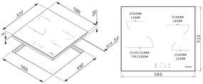 Εστία κεραμική Λευκή Pyramis Αφής PHC61510FMW 58x51x5 εκ.