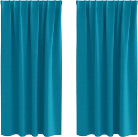 vidaXL Κουρτίνες Μαύρης Ύφανσης με Δαχτυλίδια 2 pcs Τιρκουάζ