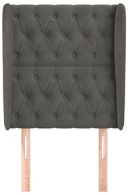 Κεφαλάρι με Πτερύγια Σκούρο Γκρι 83x23x118/128 εκ. Βελούδινο 3118323