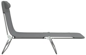 vidaXL Ξαπλώστρες Πτυσσόμενες 2 τεμ. Γκρι από Textilene &amp; Ατσάλι