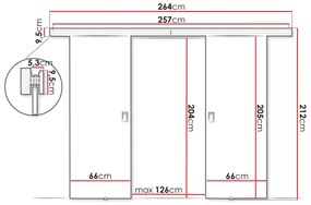 Συρόμενες πόρτες Dover 198, 33 kg, Γραφίτης, Πλαστικοποιημένη μοριοσανίδα, Γκρι, Αλουμίνιο | Epipla1.gr