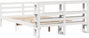 vidaXL Σκελετός Κρεβ. Χωρίς Στρώμα Λευκό 160x200 εκ Μασίφ Πεύκο