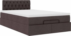 vidaXL Οθωμανικό κρεβάτι με στρώμα &amp; LEDs Σκούρο καφέ 120x200cm Ύφασμα