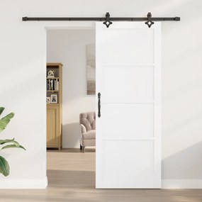 vidaXL Συρόμενη Πόρτα με Αξεσουάρ Λευκή 83x211 εκ. Μασίφ Ξύλο Πεύκου