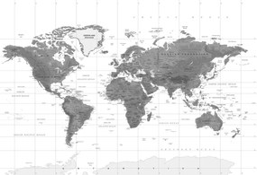 Εικόνα στο φελλό ενός πανέμορφου παγκόσμιου χάρτη σε ασπρόμαυρο - 90x60  wooden