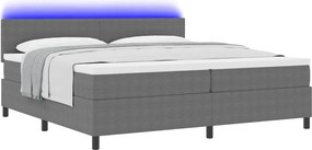 vidaXL LED Κρεβάτι με βάθρο Ανοιχτό Γκρι και Λευκό 200 x 200 cm