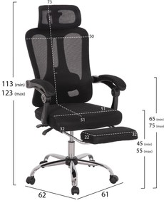ΚΑΡΕΚΛΑ ΓΡΑΦΕΙΟΥ BARNET HM18258.01 ΜΑΥΡΟ MESH-ΜΑΥΡΟΣ ΣΚΕΛΕΤΟΣ NYLON 61x62x123Υ