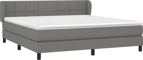 vidaXL Κρεβάτι Boxspring με Στρώμα Σκούρο Γκρι 180x200 εκ Υφασμάτιν