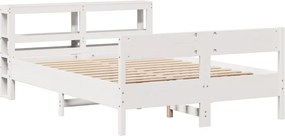vidaXL Σκελετός Κρεβ. Χωρίς Στρώμα Λευκό 140x190 εκ Μασίφ Πεύκο