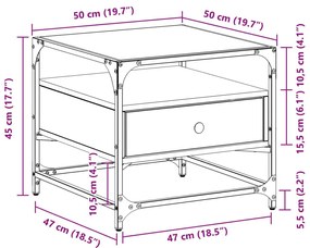 Τραπεζάκι Σαλονιού Μαύρο 50x50x45 εκ. με Γυάλινες Πόρτες - Μαύρο