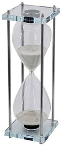 Artekko Artekko Hourglass Κλεψύδρα Διακοσμητική με Βάση Γυάλινη Διάφανη/Ασημί (15x15x45)cm 78843-DS