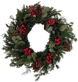 Χριστουγεννιάτικο Στεφάνι Red Berry 031040 75x75cm Green-Red