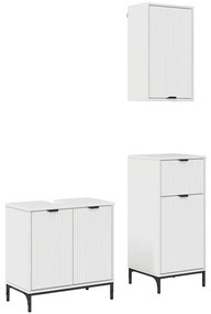 vidaXL Σετ Επίπλων Μπάνιου 3 pcs Γυαλιστερό λευκό 39.5 x 36 x 88 εκ